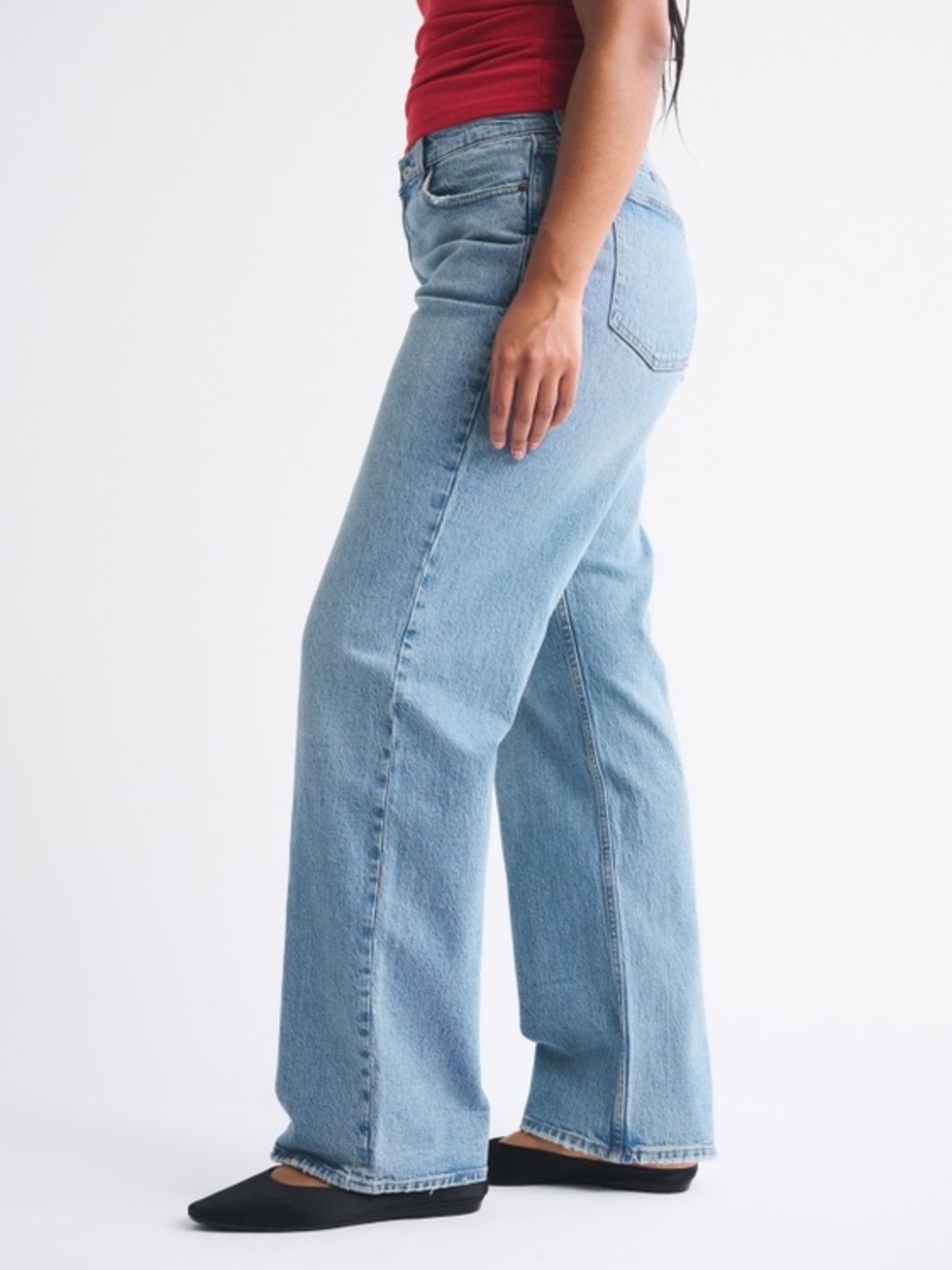 Abercrombie & Fitch Medium Wash Curve Love Low-Rise Baggy Jeans 33 Long